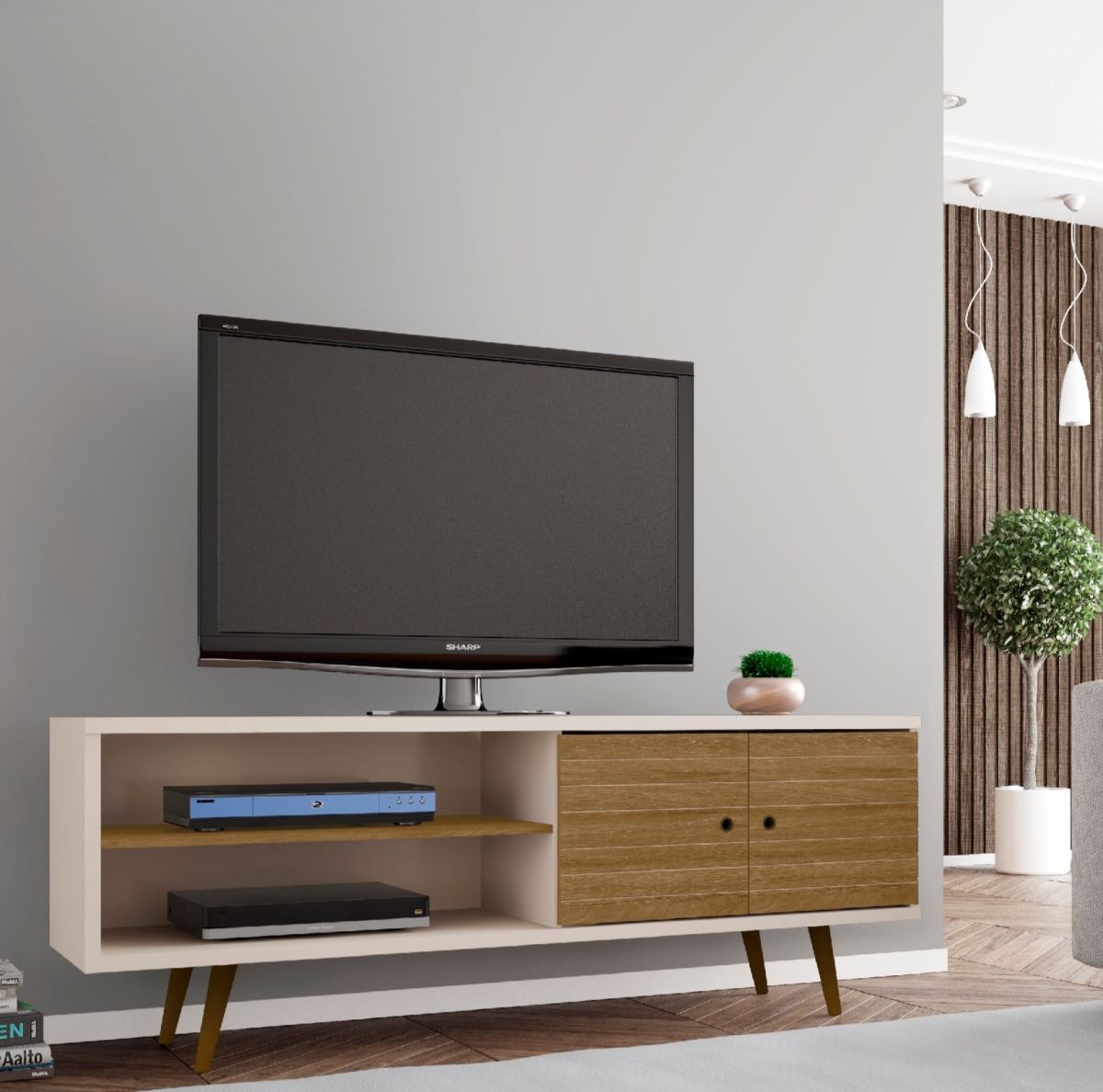 Rack Tv 70" Onix - Blanco Invierno / Canela