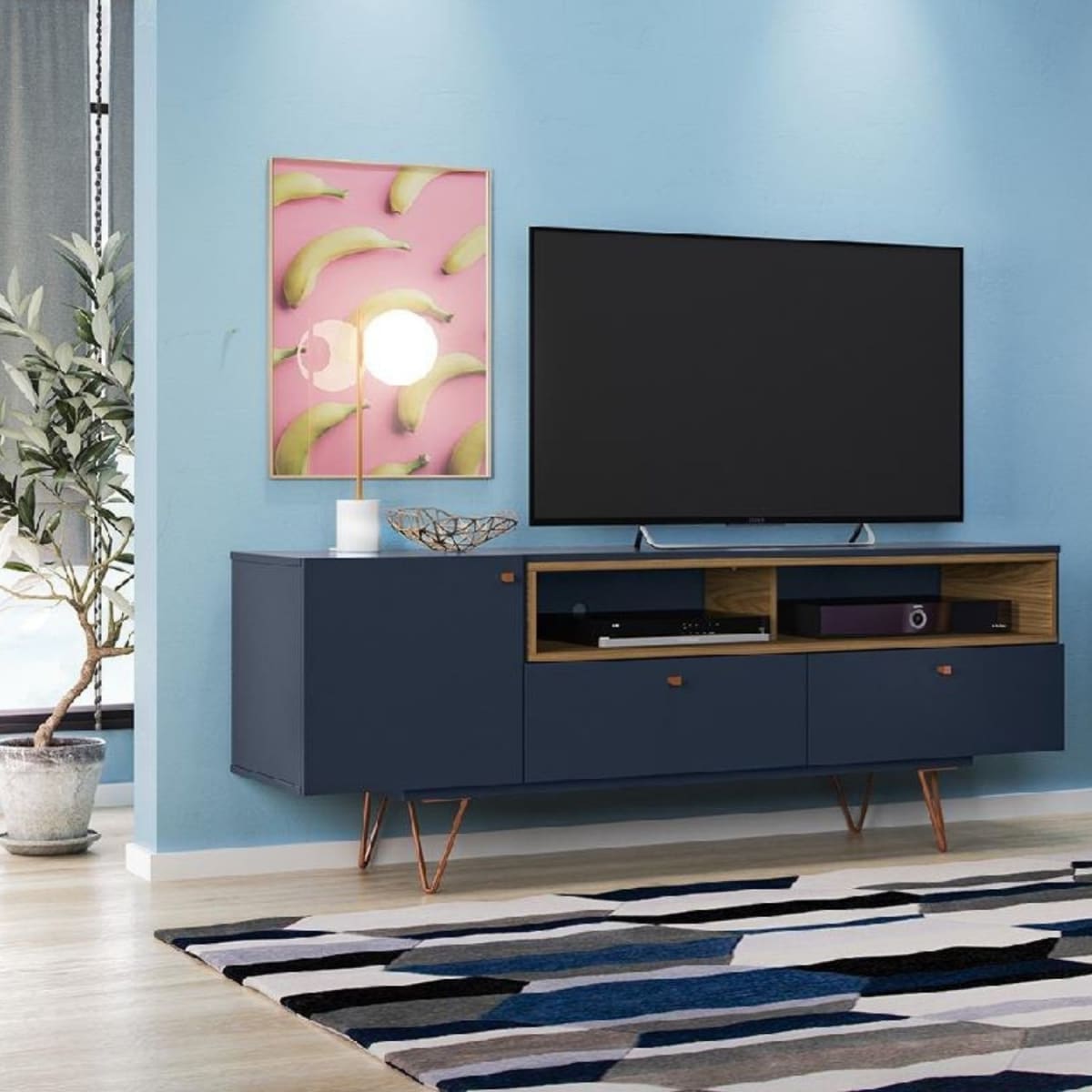 Rack Tv 70" Retro Alaska - Azul Navy
