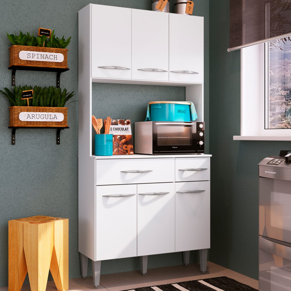 Mueble Organizador De Cocina 6 Puertas Hoga - Blanco