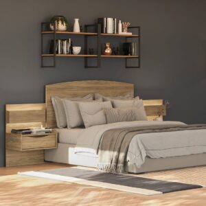 Respaldo de Cama con Veladores y Luz Led Antonella - Nogal