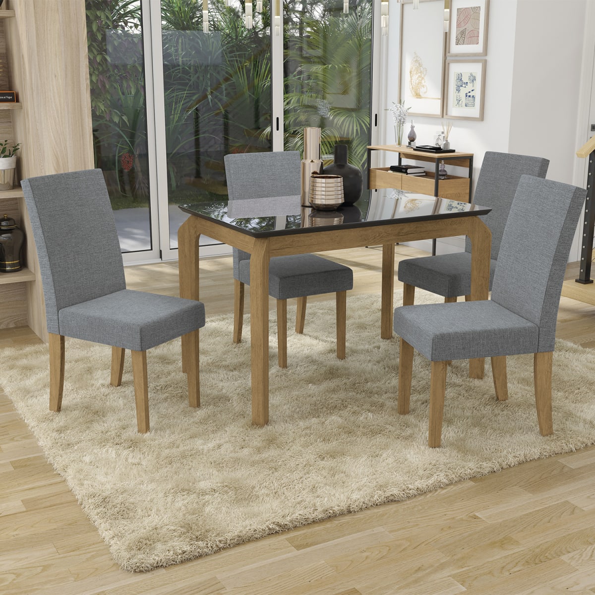 Juego de Comedor Guine - Gris / Canela