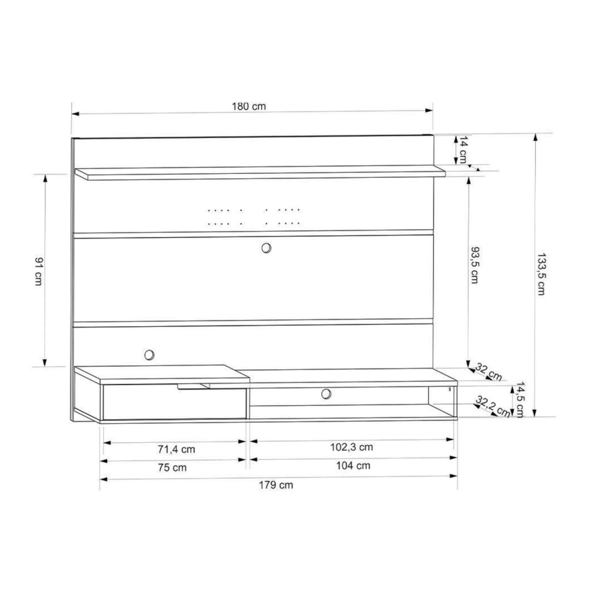 Panel Rack Tv 75" Balaton - Blanco / Miel - Imagen 3