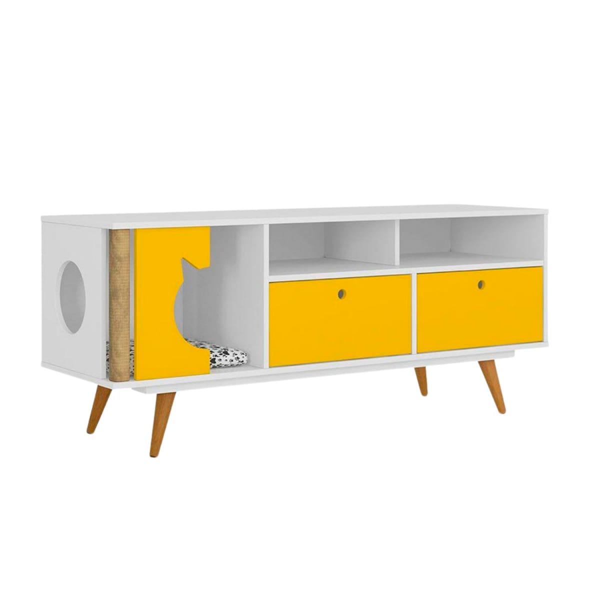 Rack Retro Mascota Cat Angora - Blanco / Amarillo - Imagen 2