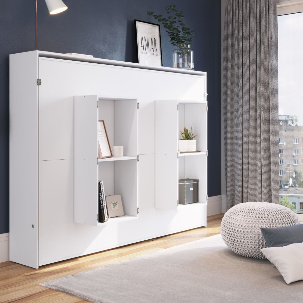 Cama Plegable Horizontal 2 Plazas Manhattan - Blanco - Imagen 2
