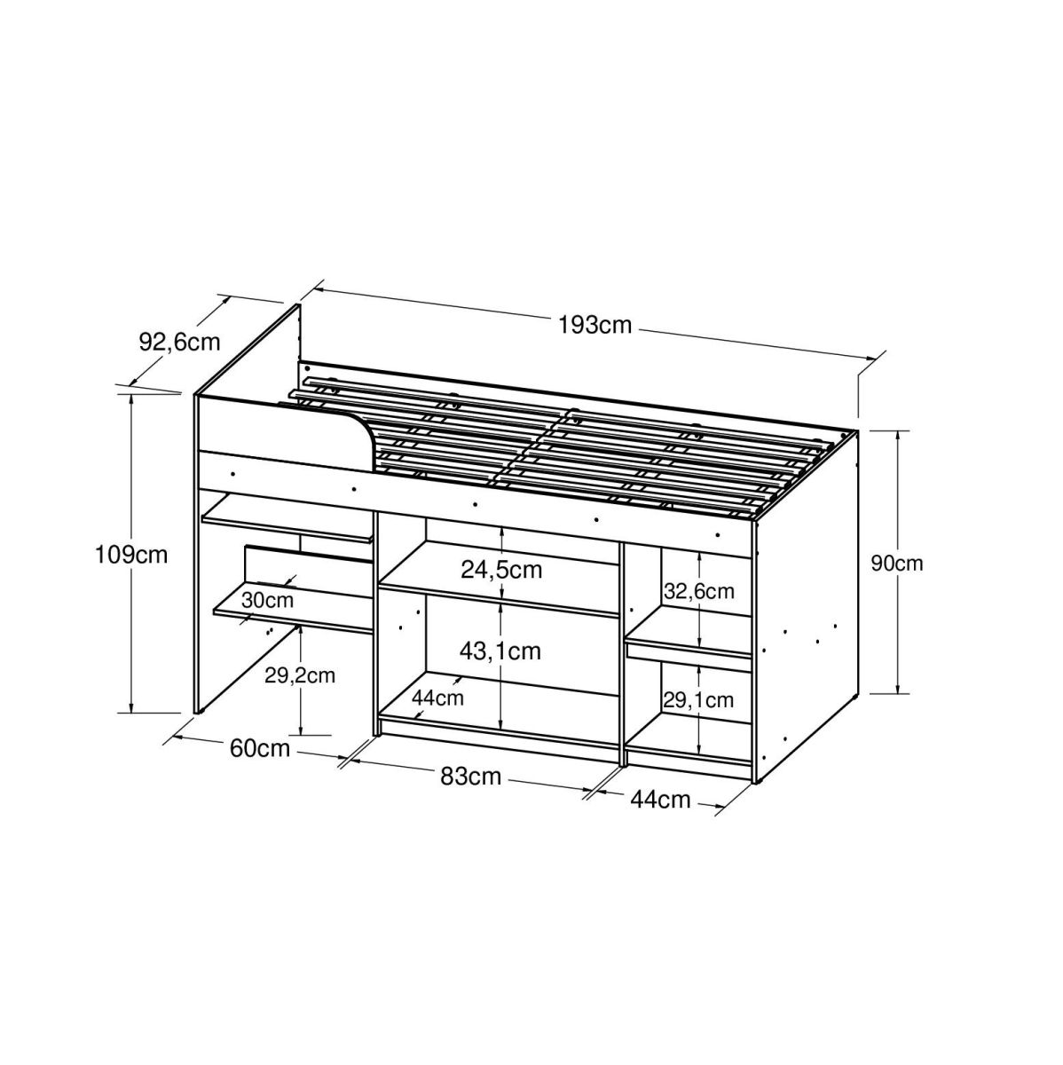Cama Multifuncional 1 Plaza Lolo - Blanco - Imagen 3