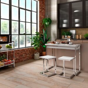 Set 2 Taburetes Home Design - Blanco / Cromado