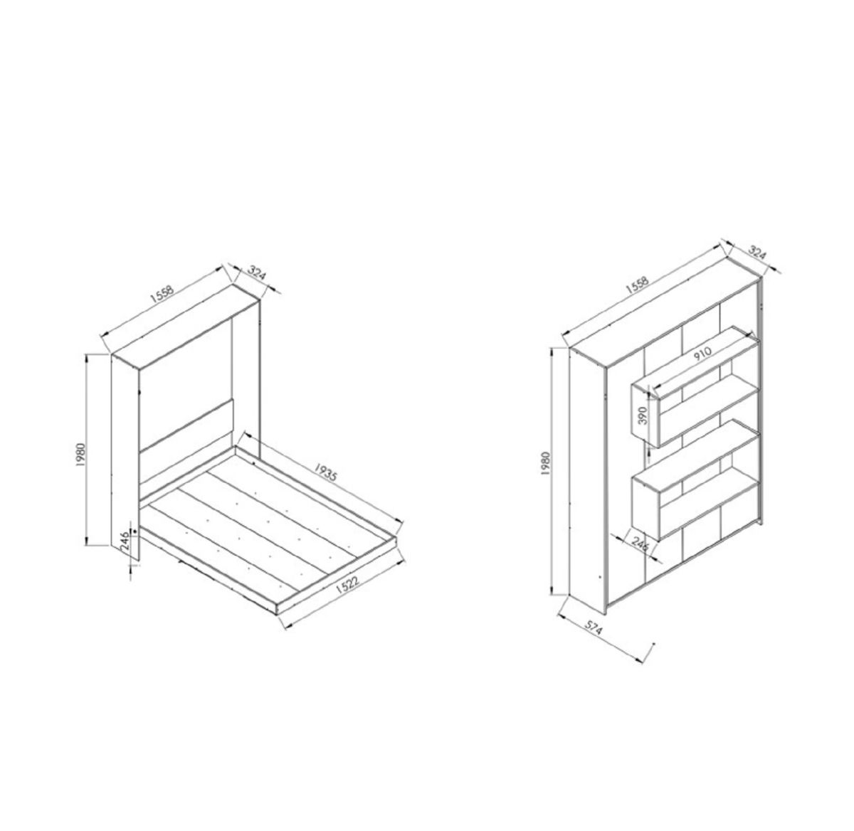 Cama Plegable Vertical 2 Plazas Manhattan - Montana - Imagen 3