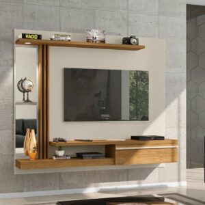 Panel Rack Tv 55" Denver - Blanco Invierno / Canela