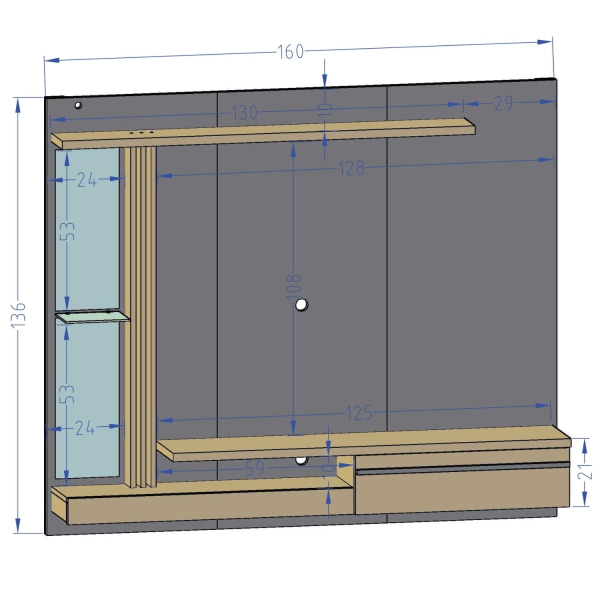 Panel Rack Tv 55" Denver - Negro / Canela - Imagen 4