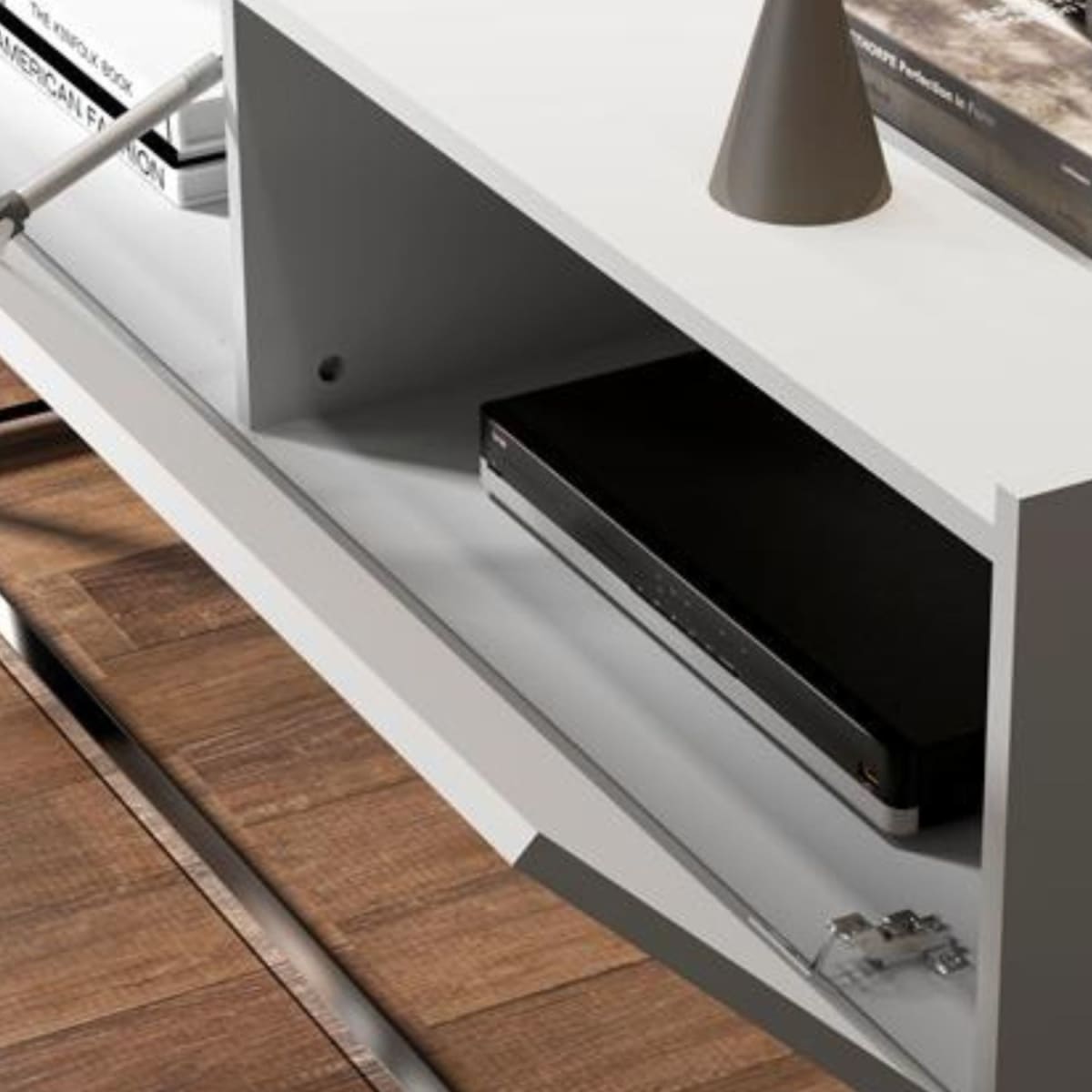 Rack Tv 55" Home Design - Blanco / Oro Envejecido - Imagen 2