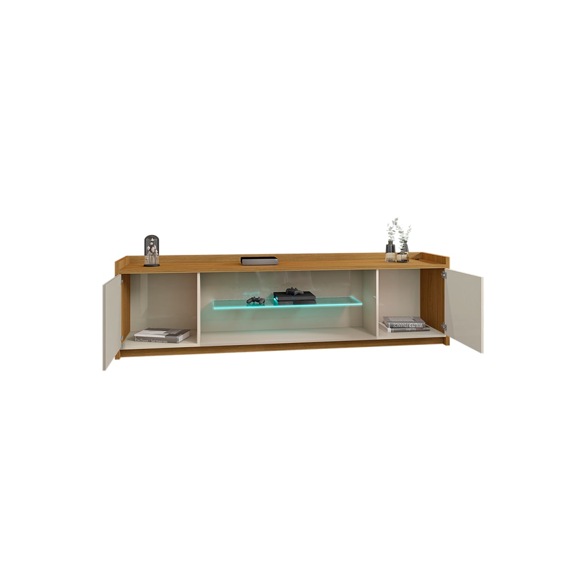Rack Tv 82" Doha - Blanco Invierno / Canela - Imagen 3