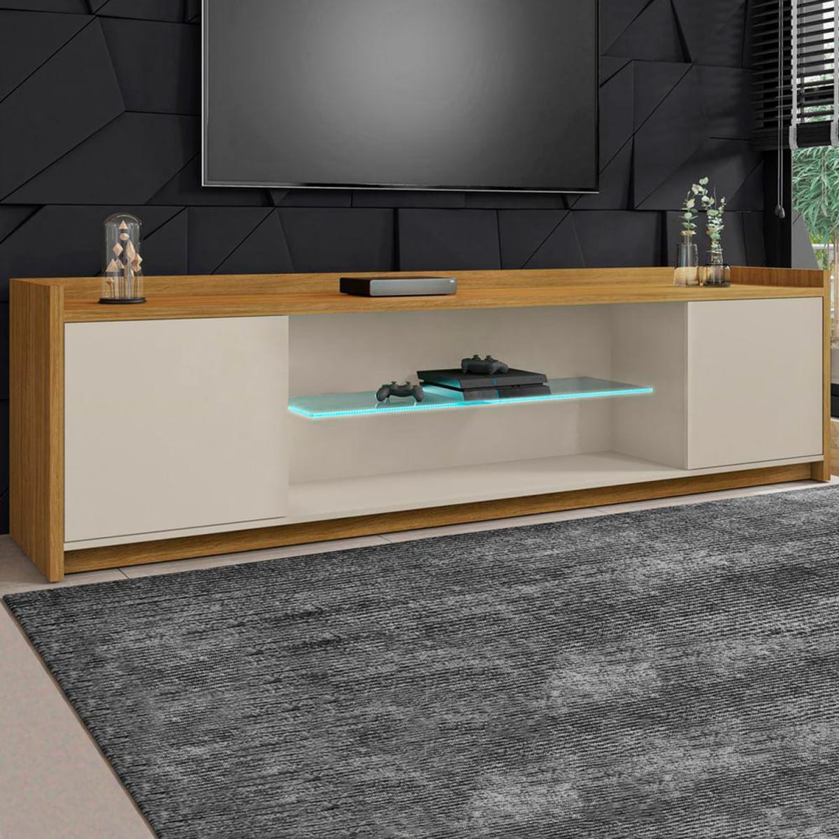 Rack Tv 82" Doha - Blanco Invierno / Canela
