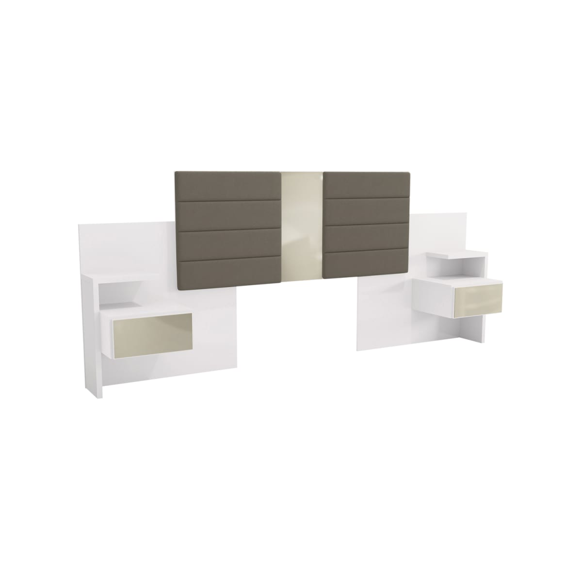 Respaldo de Cama con Veladores London - Blanco - Imagen 2