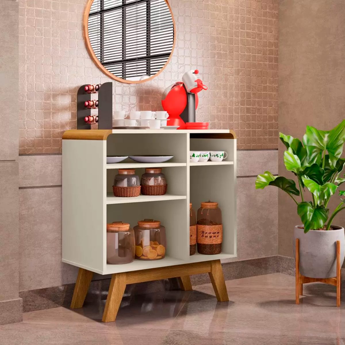 Aparador Buffet Granite - Blanco Invierno / Canela