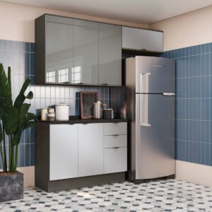 Mueble Aéreo 80cm con Puerta Nox - Negro / Gris
