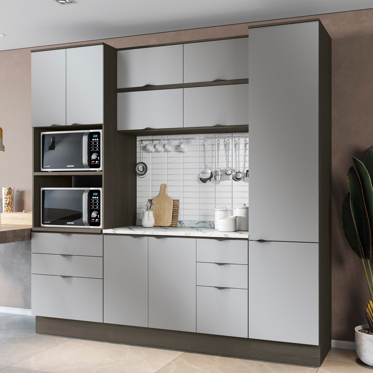 Mueble Aéreo 60cm con Puerta Nox - Negro / Gris