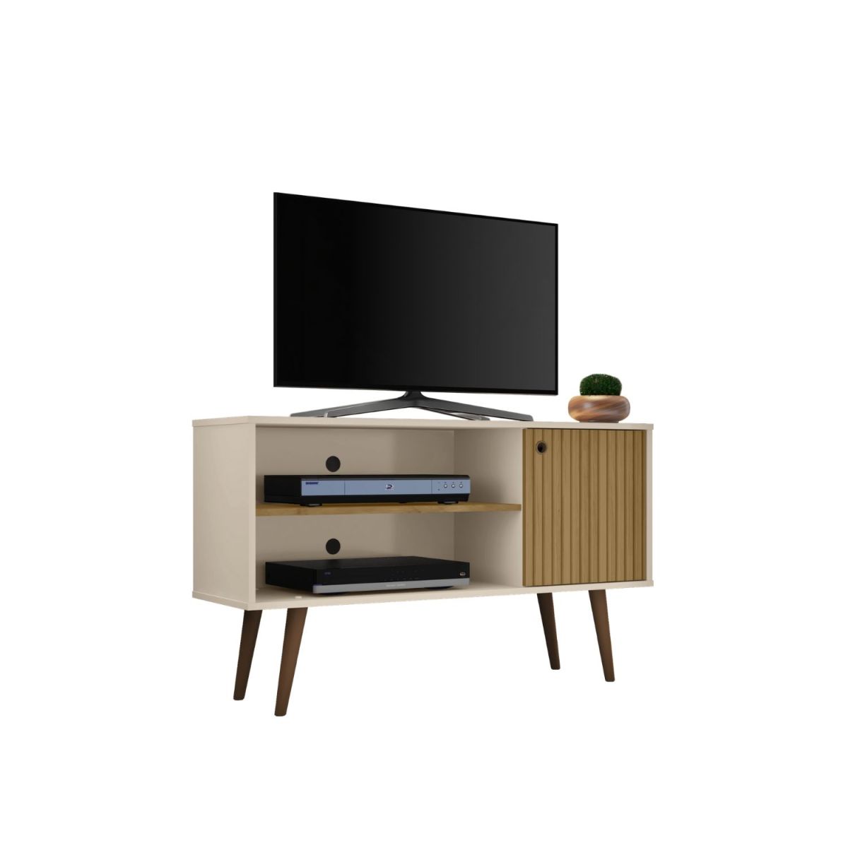 Rack Tv 42" Jade - Blanco Invierno / Canela Ripado - Imagen 2