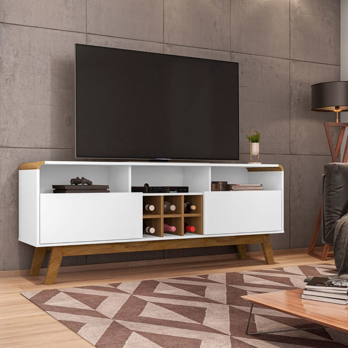 Rack Tv 65" Larimar - Blanco / Canela