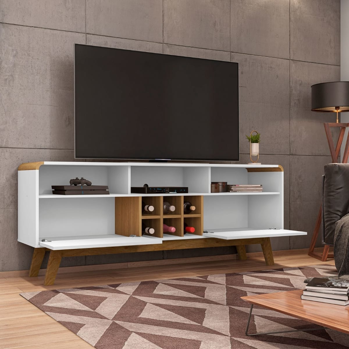Rack Tv 65" Larimar - Blanco / Canela - Imagen 2