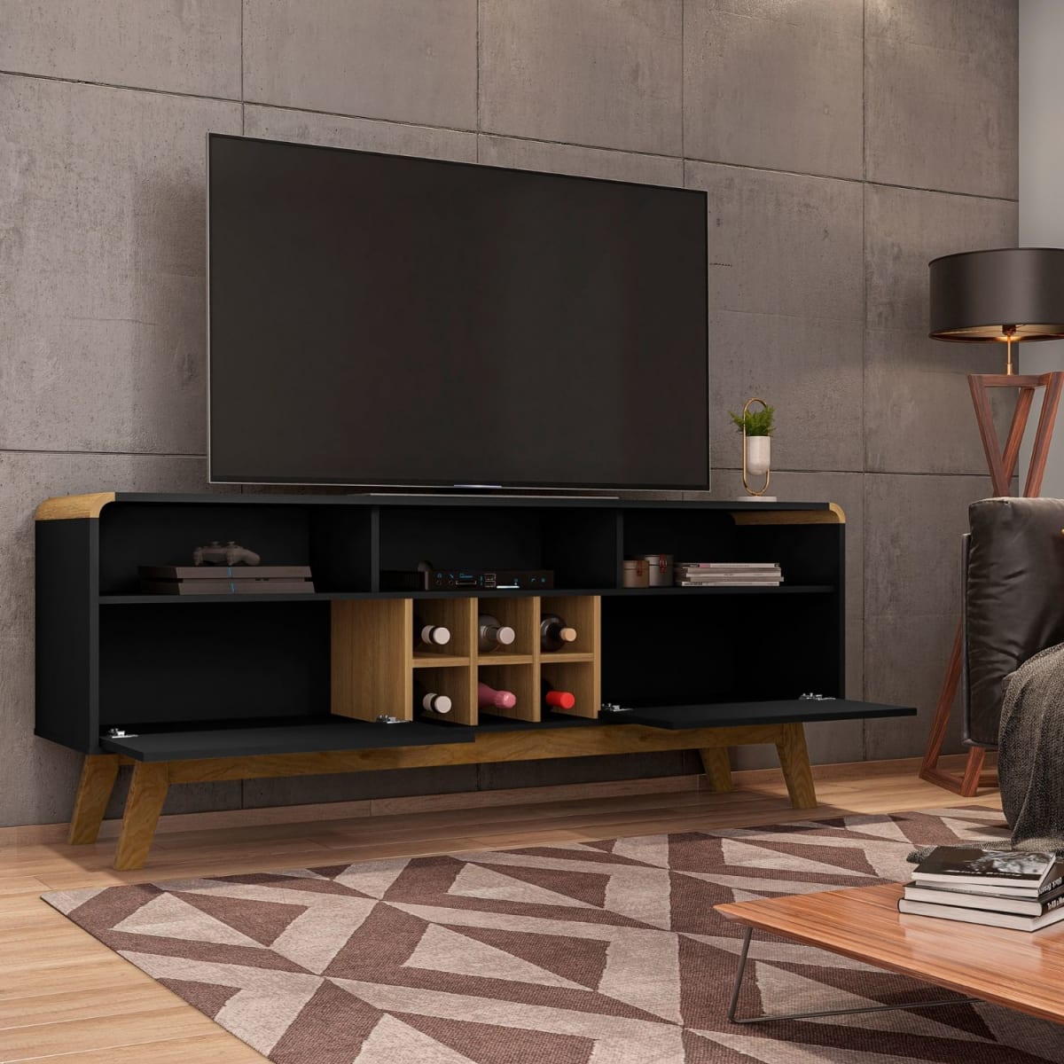 Rack Tv 65" Larimar - Negro / Canela - Imagen 2