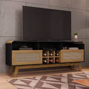 Rack Tv 65" Larimar - Negro / Canela Rattan