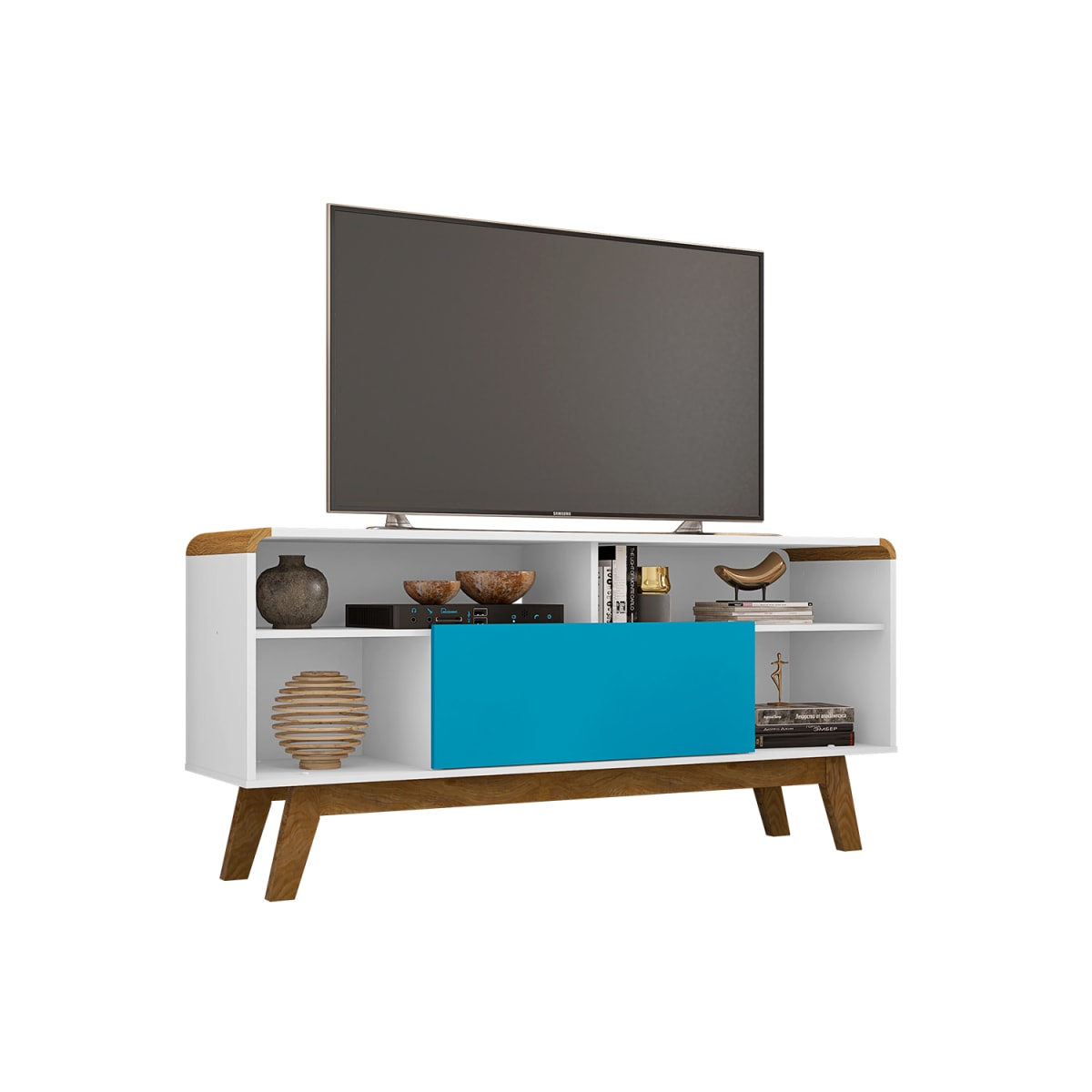 Rack Tv 55" Lazuli - Blanco / Azul - Imagen 2