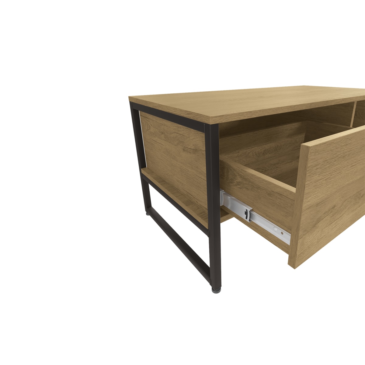 Mesa de Centro con Cajón Estonia - Castaño / Metal - Imagen 3