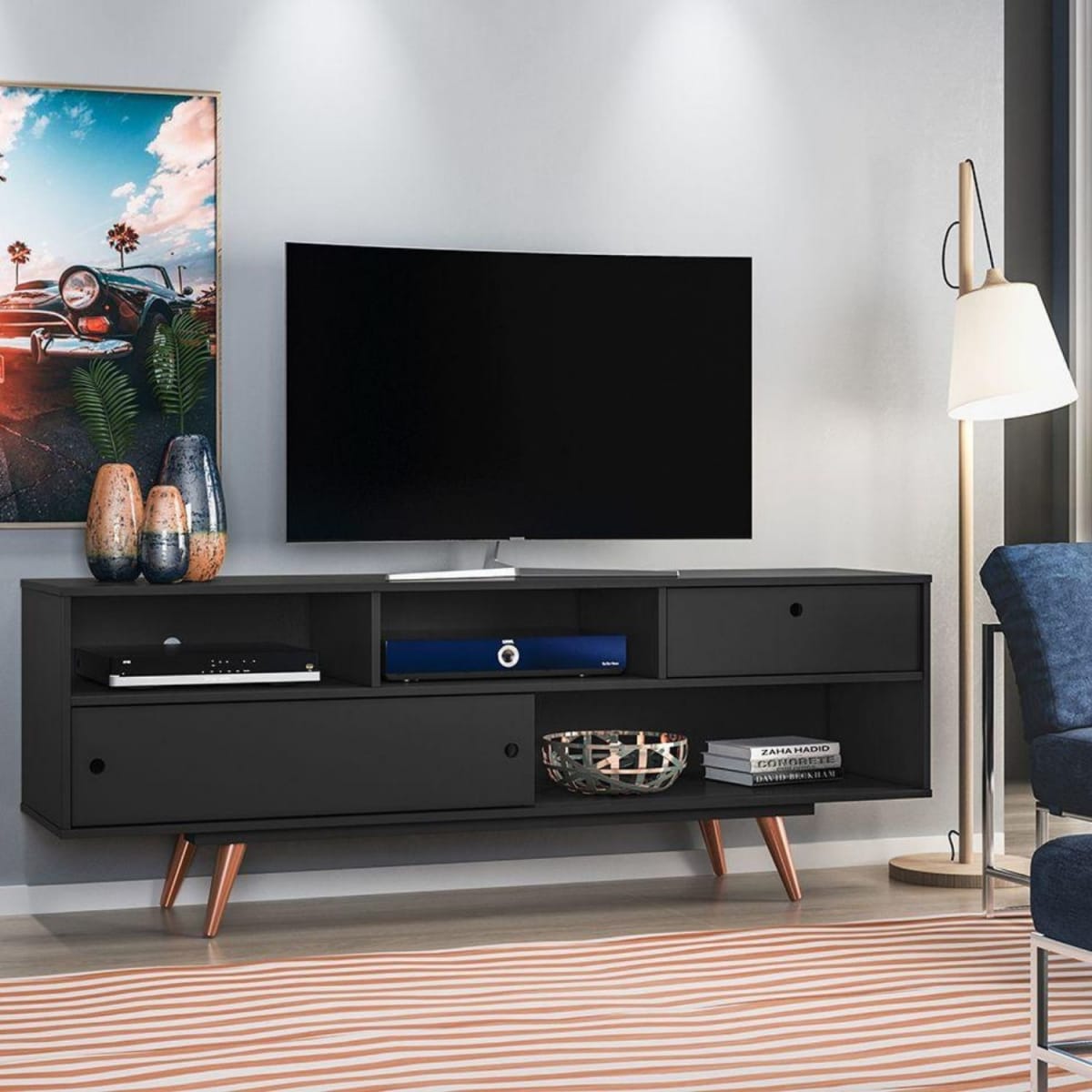 Rack Tv 70" Retro Lille - Negro