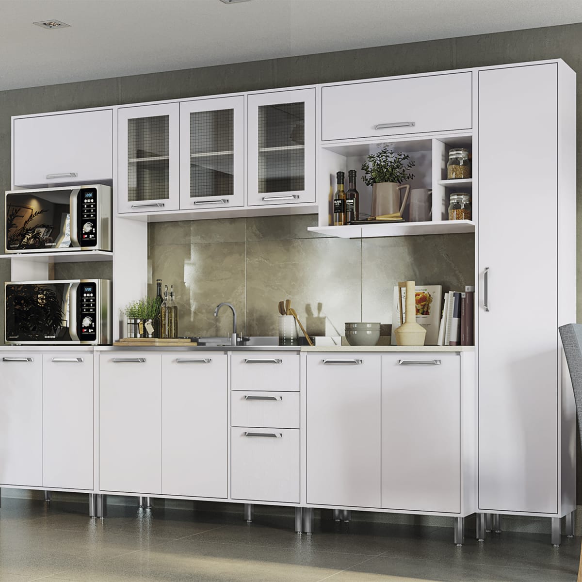 Mueble Aéreo con Puerta Geometric - Blanco