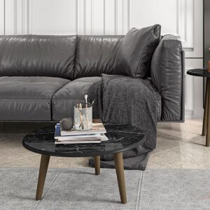 Mesa de Centro Brilhante - Negro / Marmol