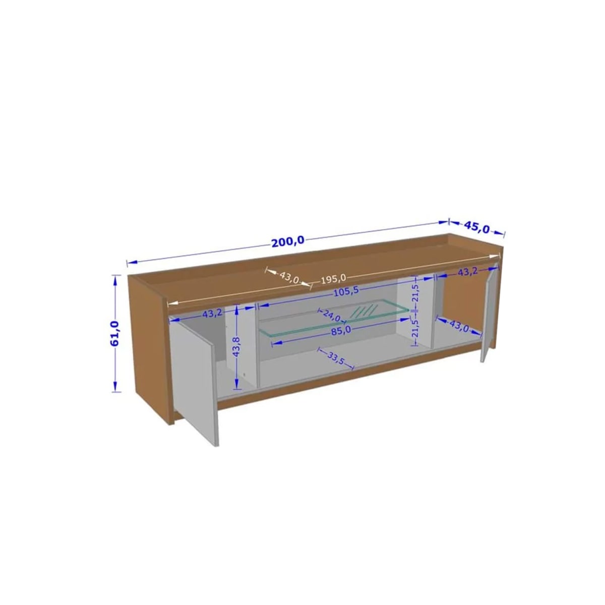 Rack Tv 82" Doha - Blanco Invierno / Canela - Imagen 4