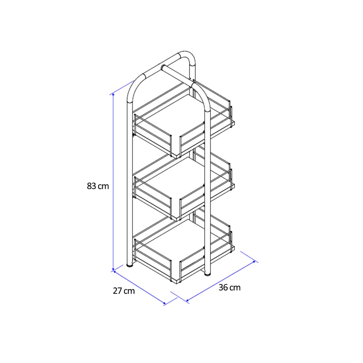 Mueble Organizador 3 Niveles Connect - Blanco / Oro Envejecido - Imagen 3