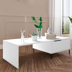 Mesa de Centro con Cajón Zambia - Blanco