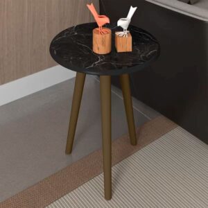 Mesa Lateral Brilhante - Negro / Marmol