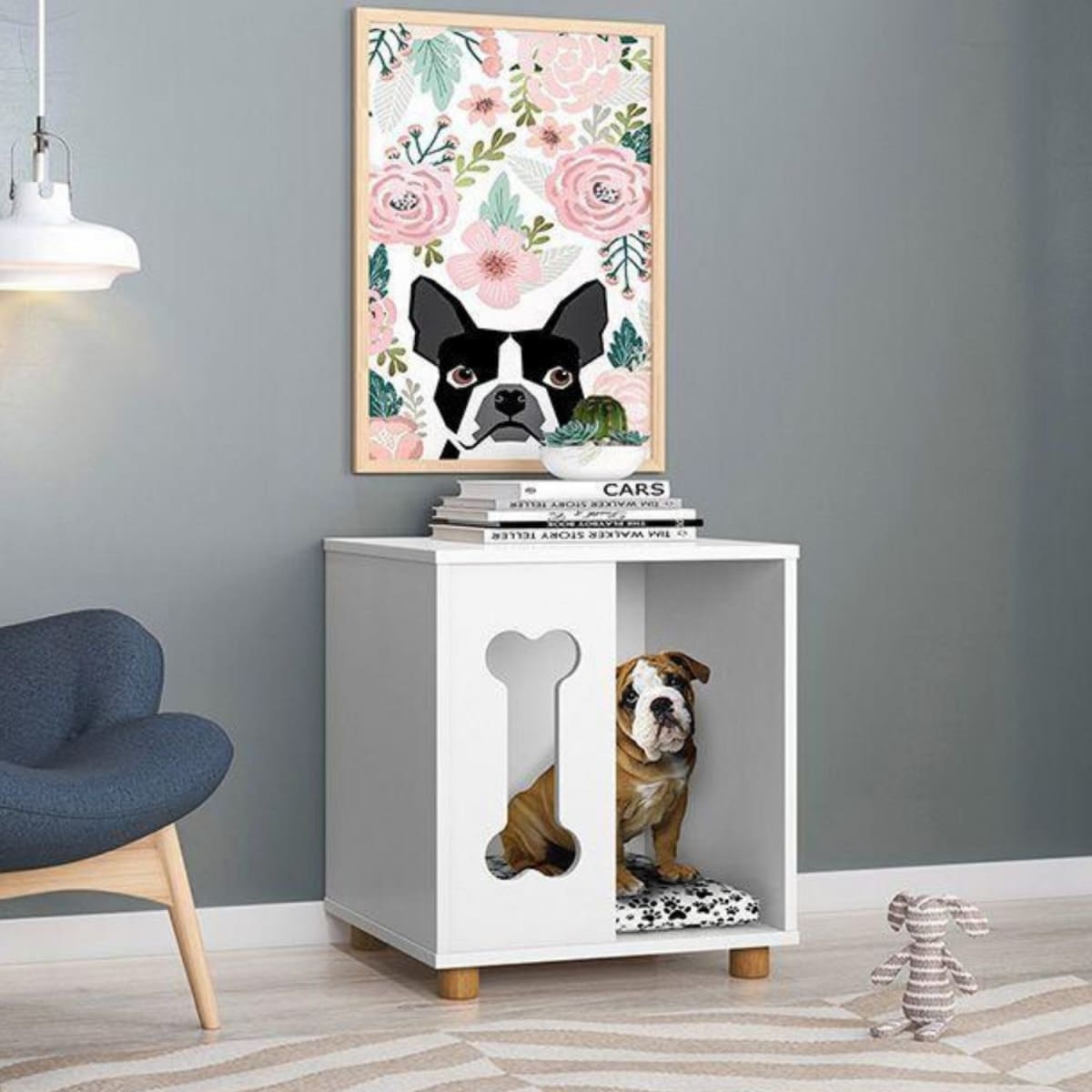 Mesa Lateral Mascota Dog Golden - Blanco