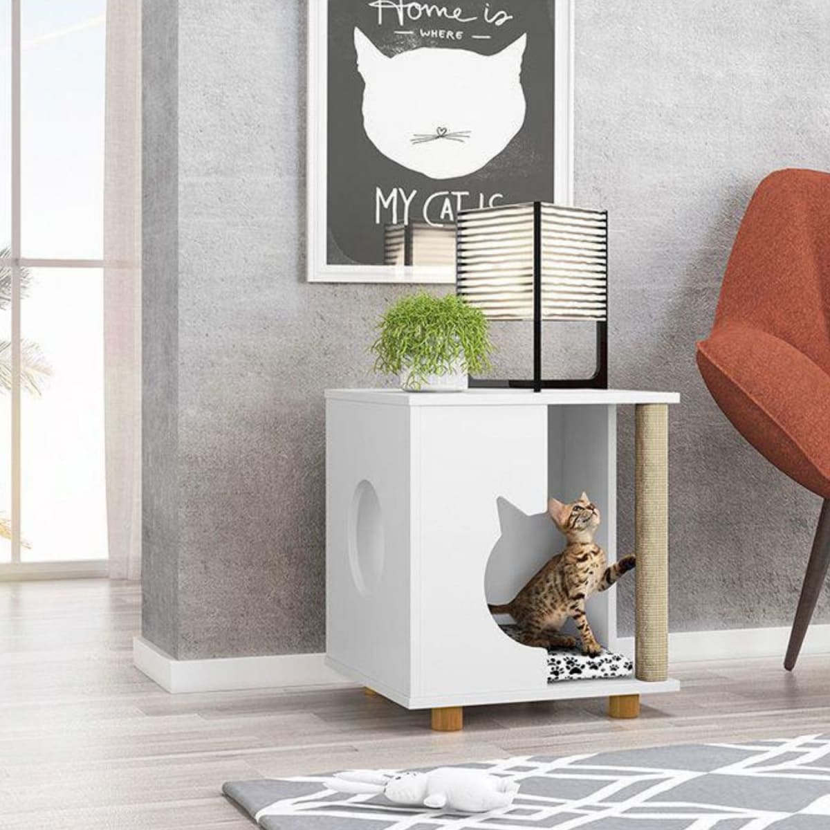 Mesa Lateral Mascota Cat Persa - Blanco