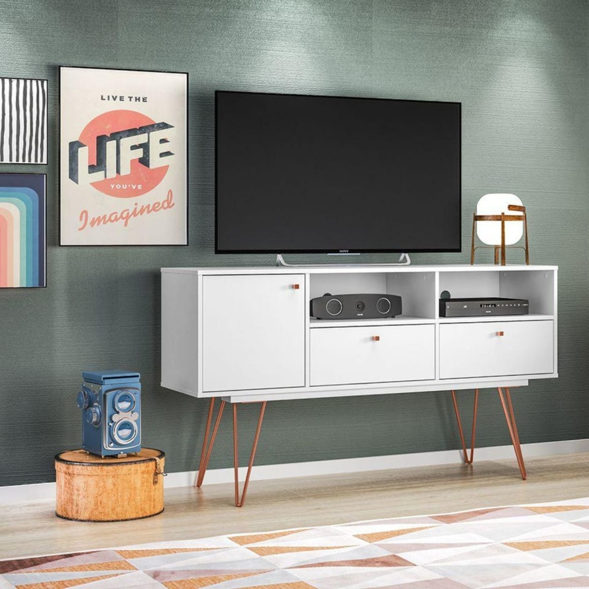Rack Tv 60" Retro Ness - Blanco