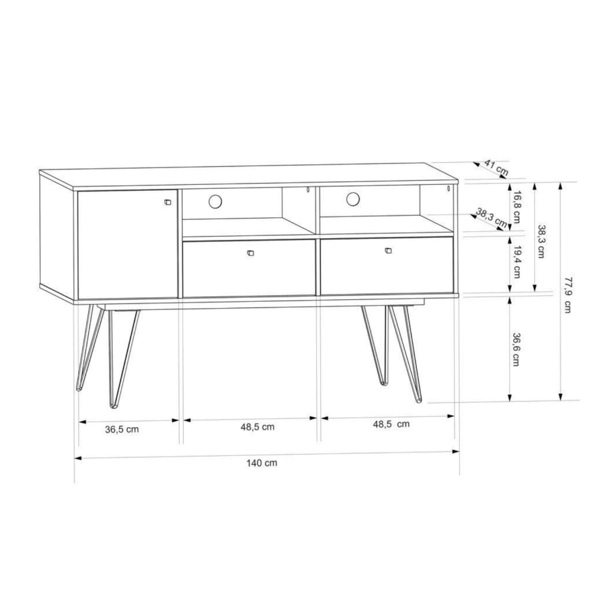 Rack Tv 60" Retro Ness - Blanco - Imagen 4