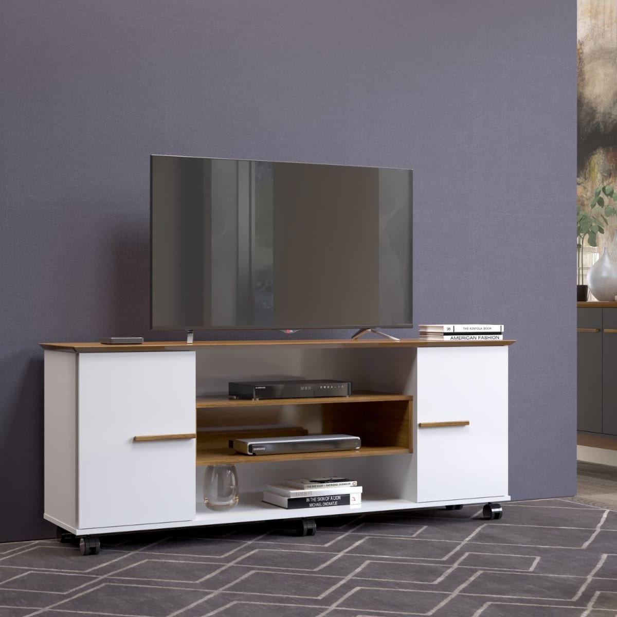 Rack Tv 65" Odeon - Canela / Blanco
