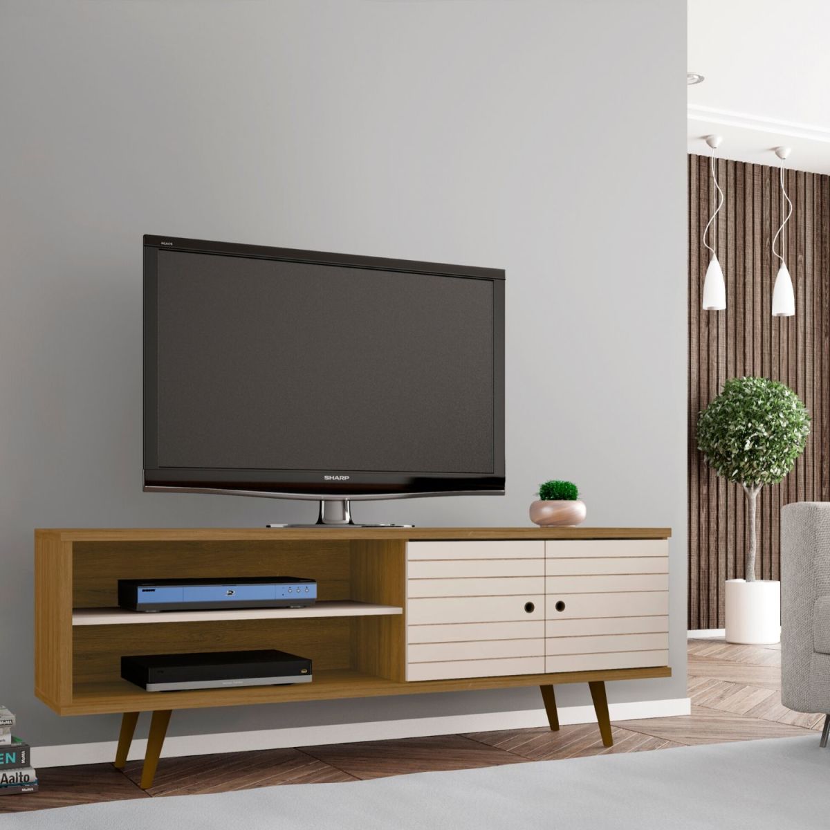 Rack Tv 70" Onix - Canela / Blanco Invierno