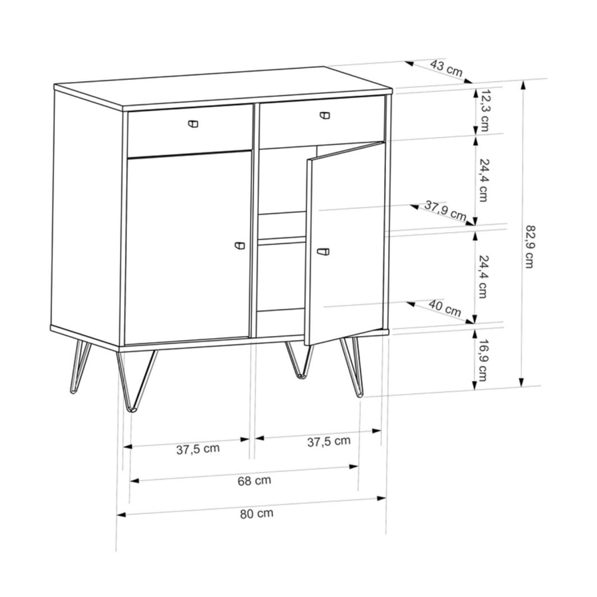 Aparador Buffet Retro Onix - Negro - Imagen 3