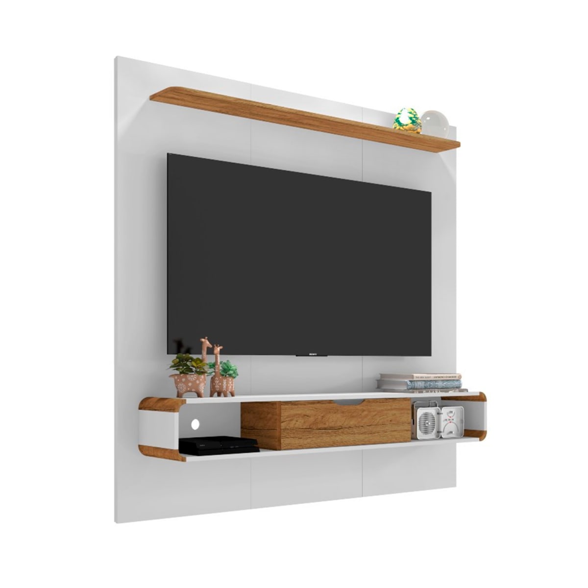 Panel Rack Tv 65" Lisboa - Blanco / Canela - Imagen 2