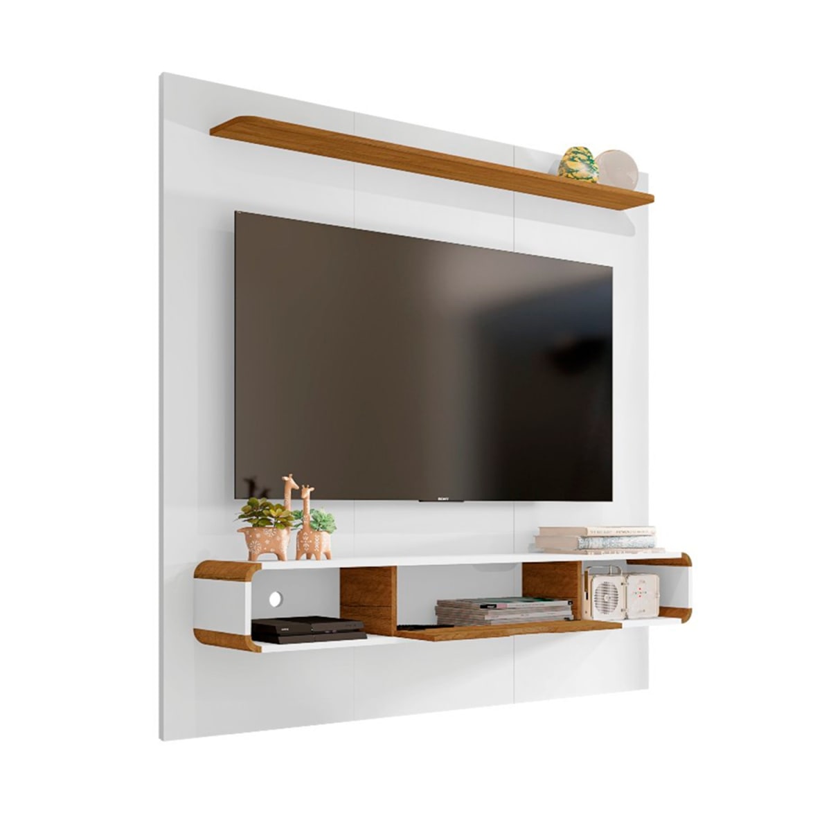 Panel Rack Tv 65" Lisboa - Blanco / Canela - Imagen 3