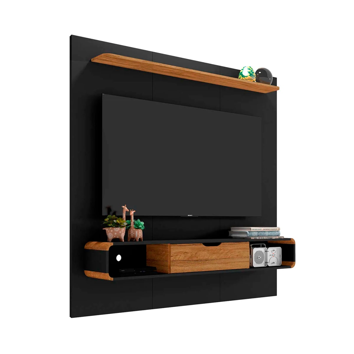 Panel Rack Tv 65" Lisboa - Negro / Canela - Imagen 2