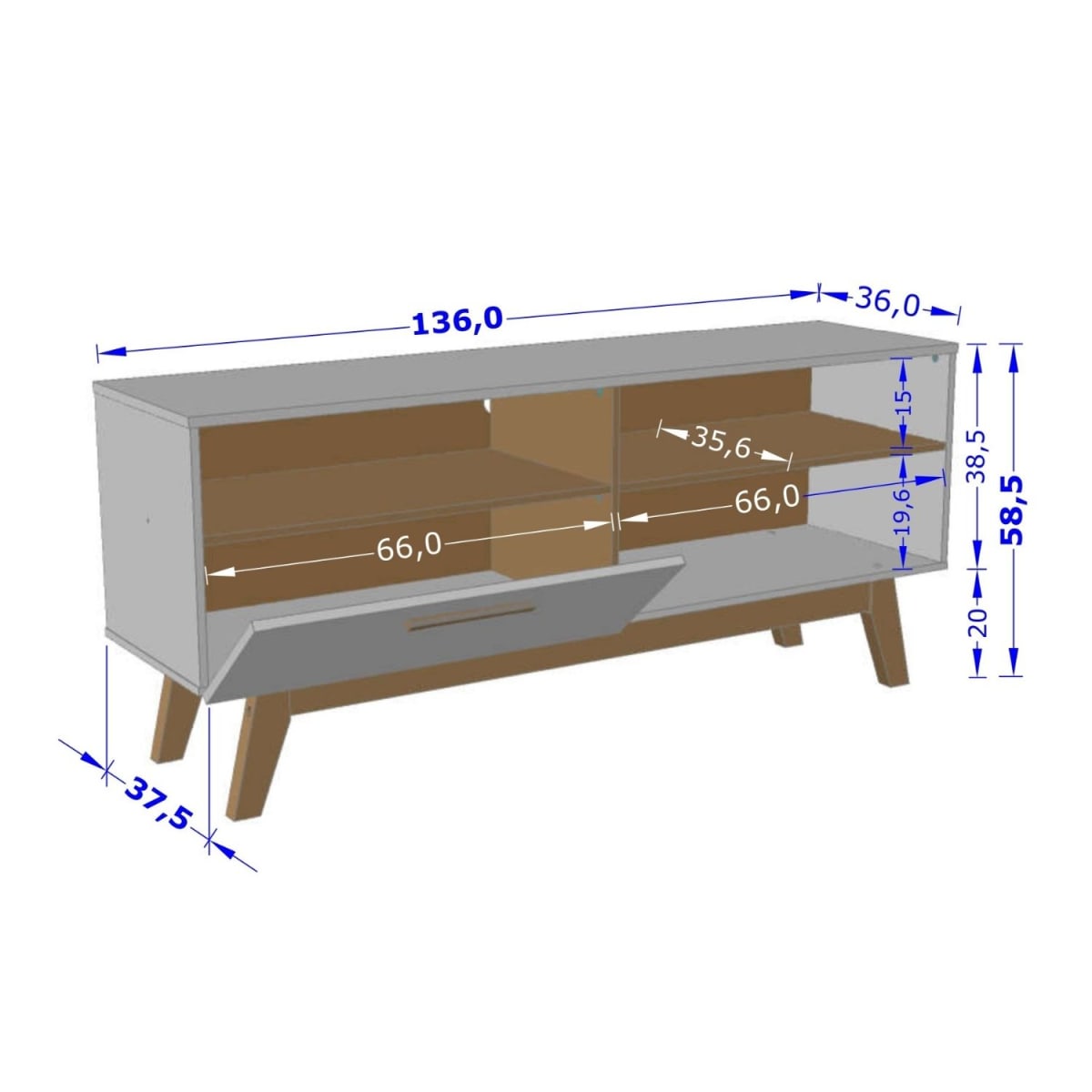 Rack Tv 55" Paladio - Blanco / Azul - Imagen 3