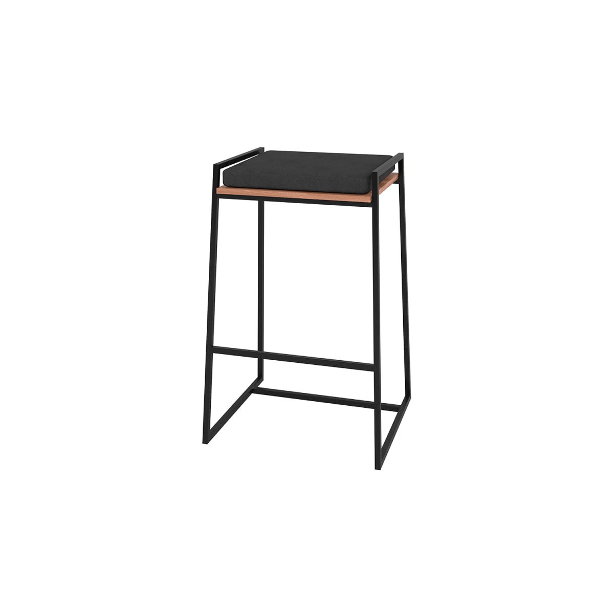 Taburete Bronx - Negro / Castaño - Imagen 2