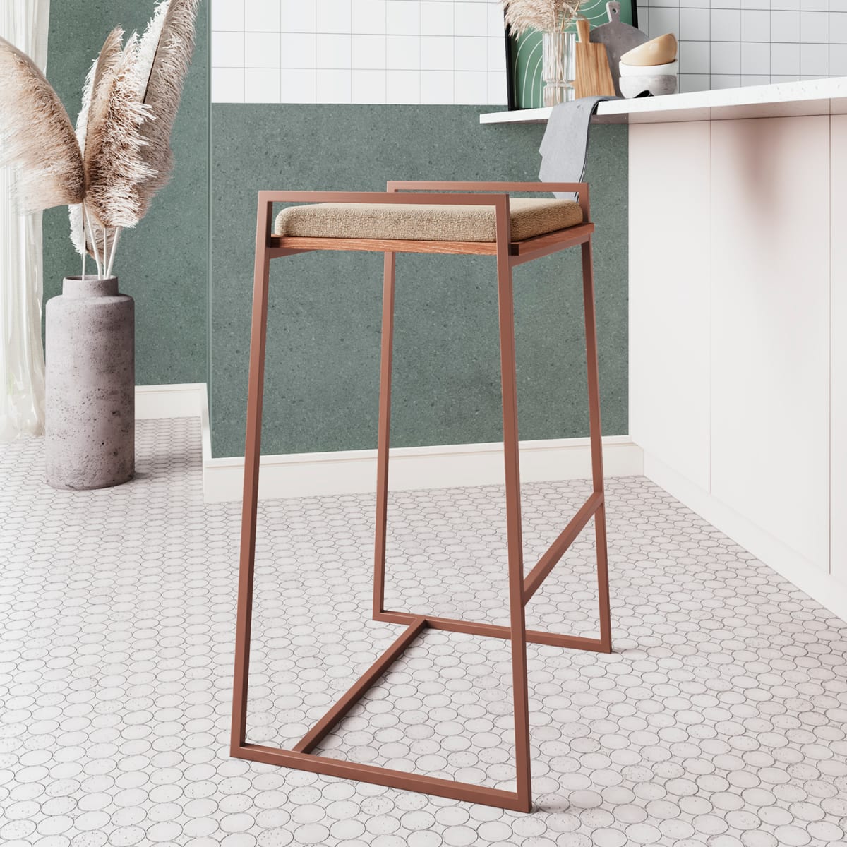 Taburete Bronx - Oro Envejecido / Mocca / Castaño