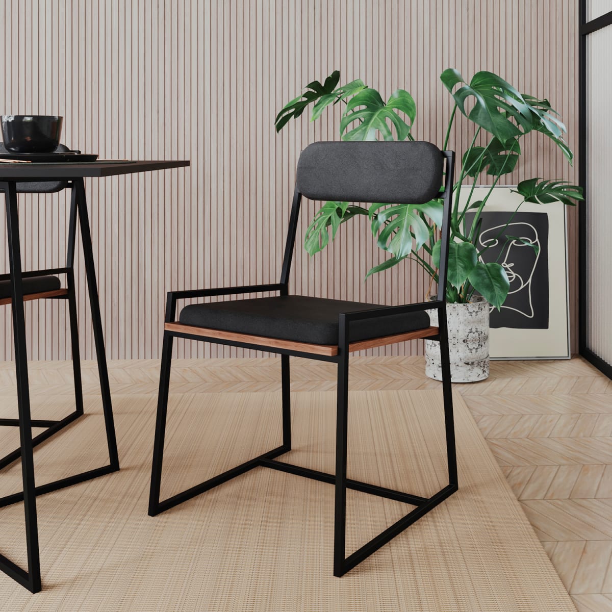 Silla Harlem - Negro / Castaño