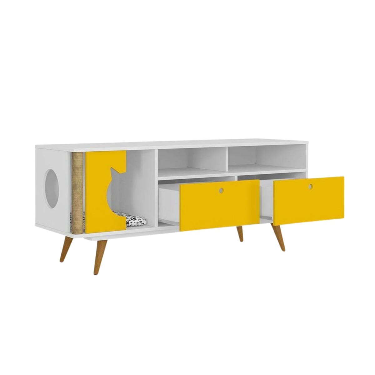 Rack Retro Mascota Cat Angora - Blanco / Amarillo - Imagen 3