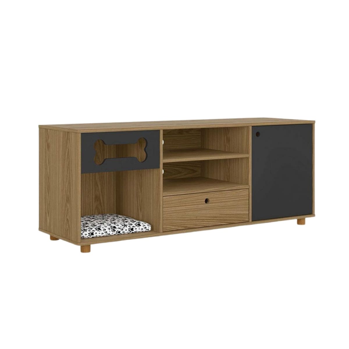Rack Tv 60" Mascota Dog Roxy - Miel / Negro - Imagen 2